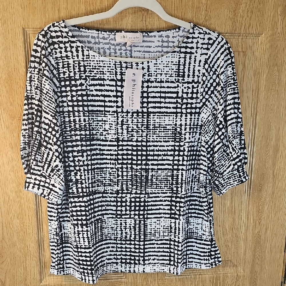 Philosophy Monochrome Grid Blouse